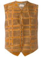 Romeo Gigli Vintage Checked Waistcoat, Men's, Size: 48, Yellow/orange