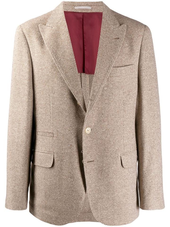 Brunello Cucinelli Classic Tweed Blazer - Brown