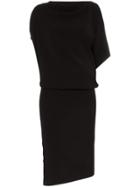Poiret Draped Top Fitted Skirt Midi Dress - Black