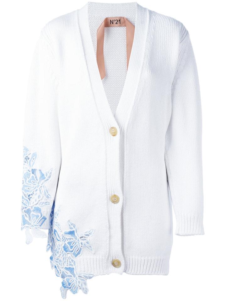 No21 Knitted Cardigan, Women's, Size: 38, White, Cotton/polyester