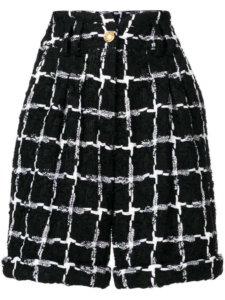 Balmain High-waisted Tweed Shorts - Black