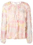Red Valentino Floral Print Ruffled Blouse - Pink