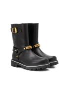 Moschino Kids Teen Logo Plaque Ankle Boots - Black