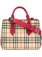 Burberry 'house Check' Tote, Women's, Red, Polyamide