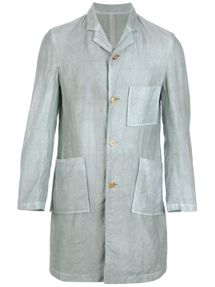 08sircus Contrast Mid-length Jacket, Men's, Size: 48, Grey, Cotton/linen/flax/cupro