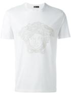 Versace Embroidered 'medusa Head' T-shirt, Men's, Size: Xs, White, Cotton