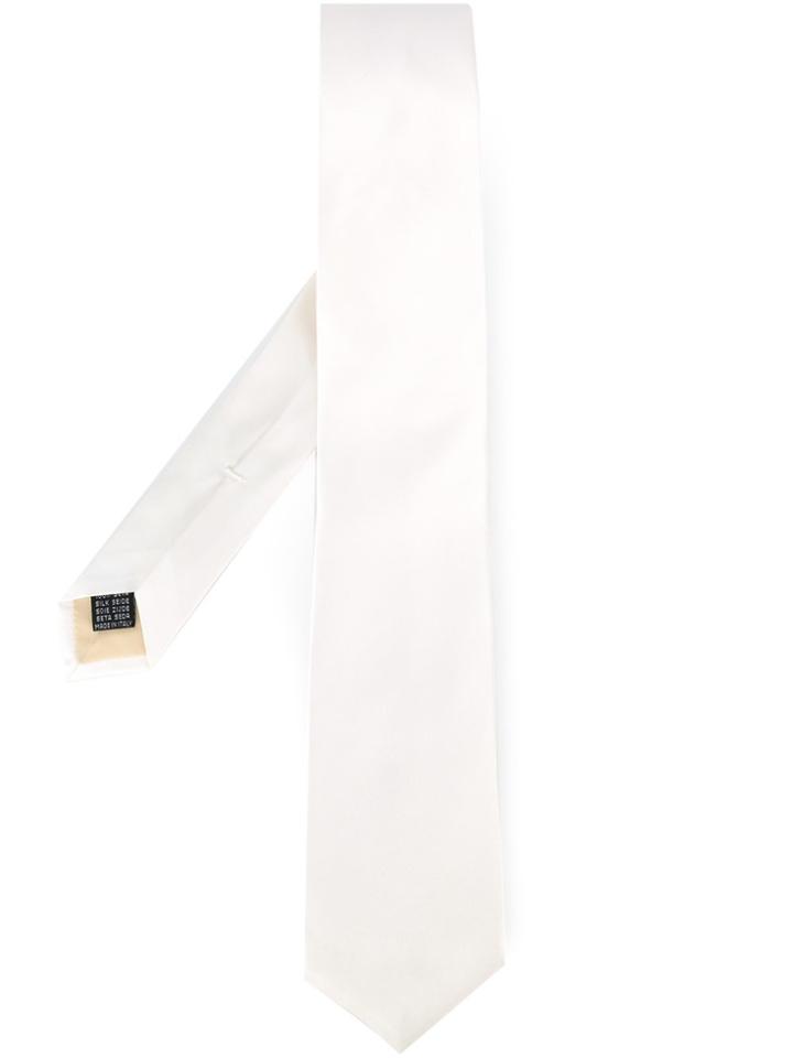 Fashion Clinic Timeless Woven Silk Tie - White