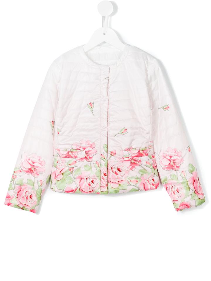 Monnalisa - Rose Print Padded Jacket - Kids - Polyester - 11 Yrs, Pink/purple