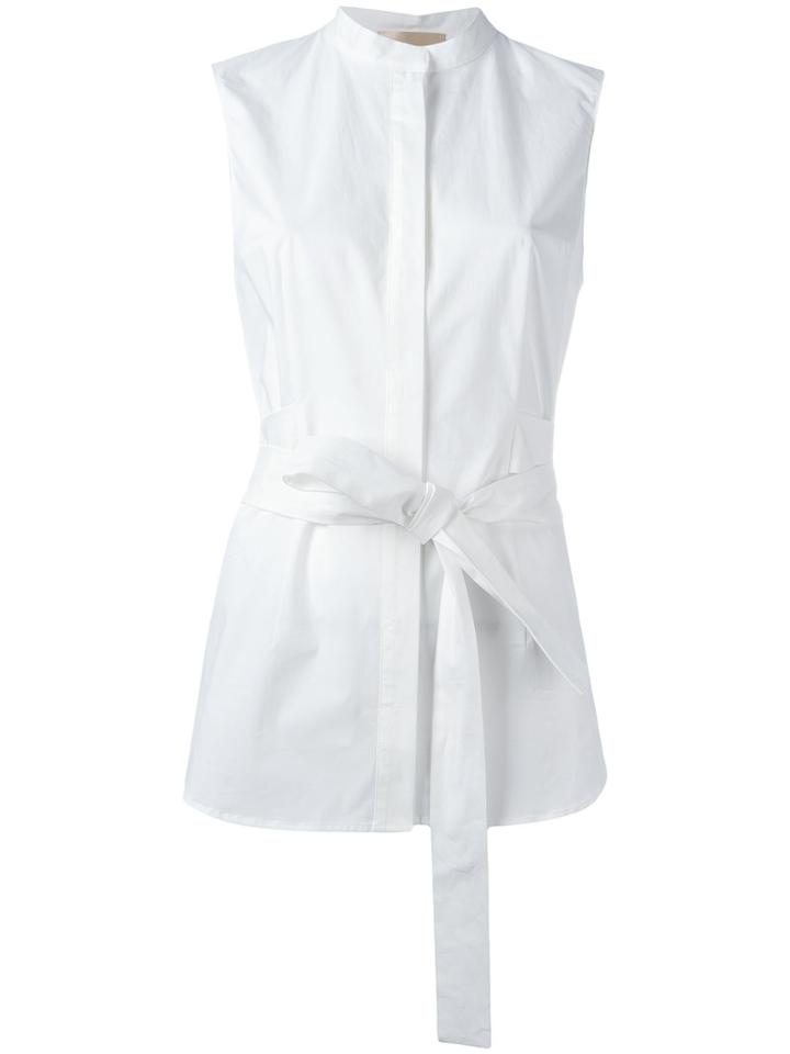 Erika Cavallini High Neck Sleeveless Shirt, Women's, Size: 40, White, Cotton/spandex/elastane