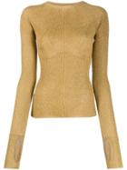 Lanvin Ribbed Knit Glitter Sweater - Gold