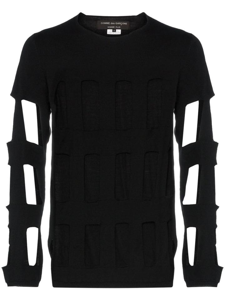 Comme Des Garçons Homme Plus Rectangle Cut-out Wool Sweater - Black