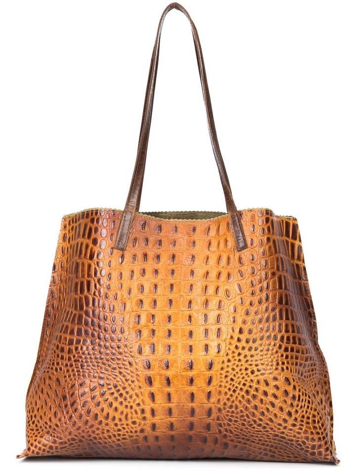 B May - Classic Embossed Shopping Bag - Women - Crocodile Leather - One Size, Women's, Brown, Crocodile Leather