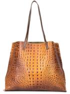 B May - Classic Embossed Shopping Bag - Women - Crocodile Leather - One Size, Women's, Brown, Crocodile Leather