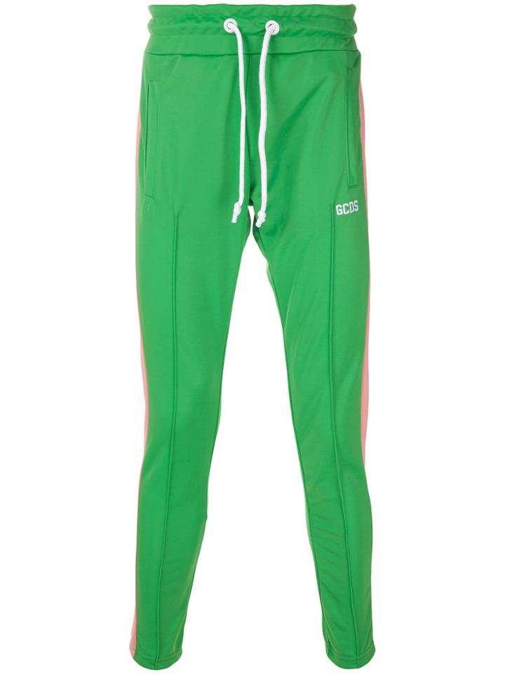 Gcds Logoed Stripe Jogging Pants - Green