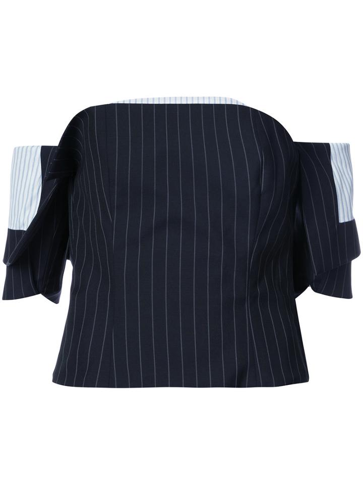 Monse - Bardot Pinstriped Shirt Bustier - Women - Cotton/wool - 2, Blue, Cotton/wool