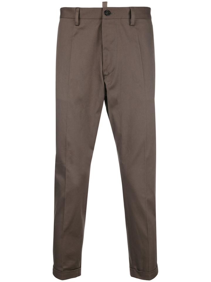 Dsquared2 Tapered Trousers With Turn Up Cuffs - Green