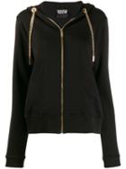 Versace Jeans Couture Chain Drawstring Zipped Hoodie - Black