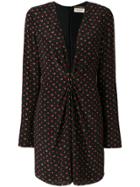 Saint Laurent Deep V-neck Long Sleeved Dress - Black