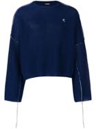 Raf Simons Cropped Ribbed Knit Sweater - Blue
