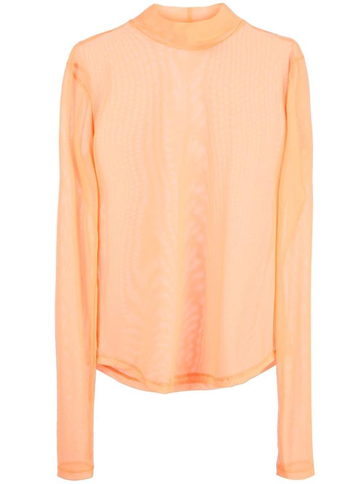 Nomia Sheer Mock Neck Top - Orange