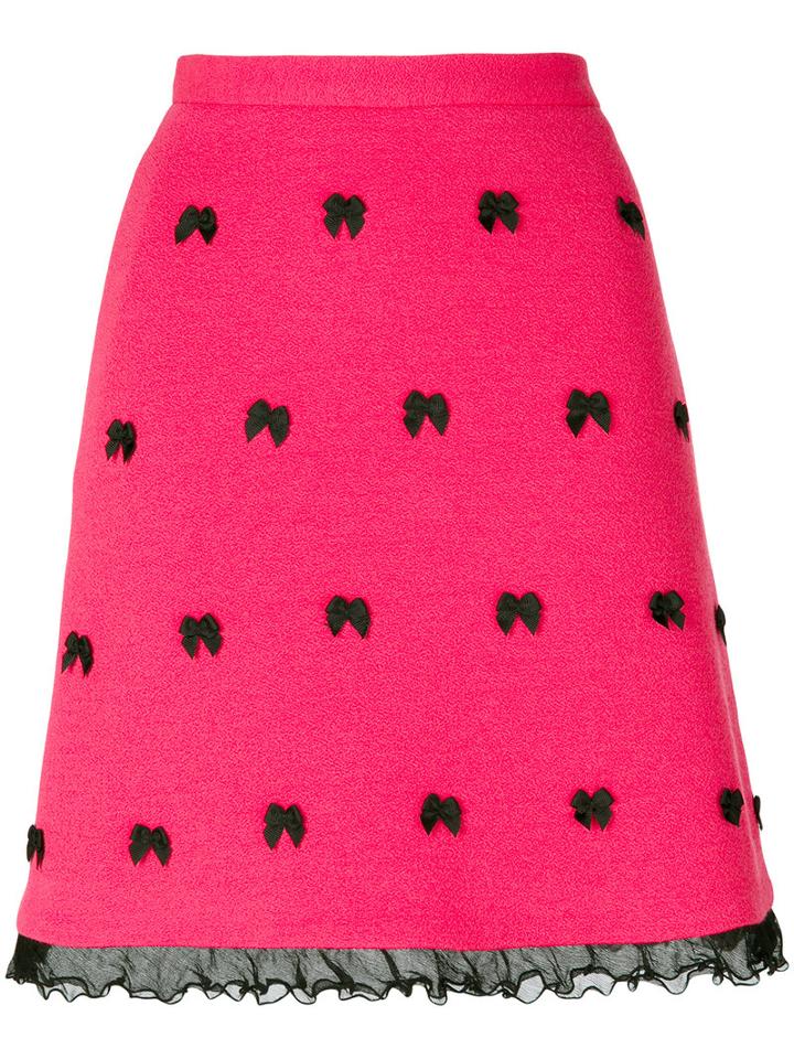 Boutique Moschino - Bow Embroidered Skirt - Women - Acrylic/polyamide/polyester/other Fibers - 40, Pink/purple, Acrylic/polyamide/polyester/other Fibers