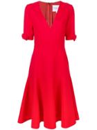 Carolina Herrera Flared V-neck Dress