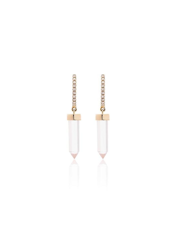 Rosa De La Cruz 18k Rose Gold Quartz Crystal Drop Earrings - Metallic