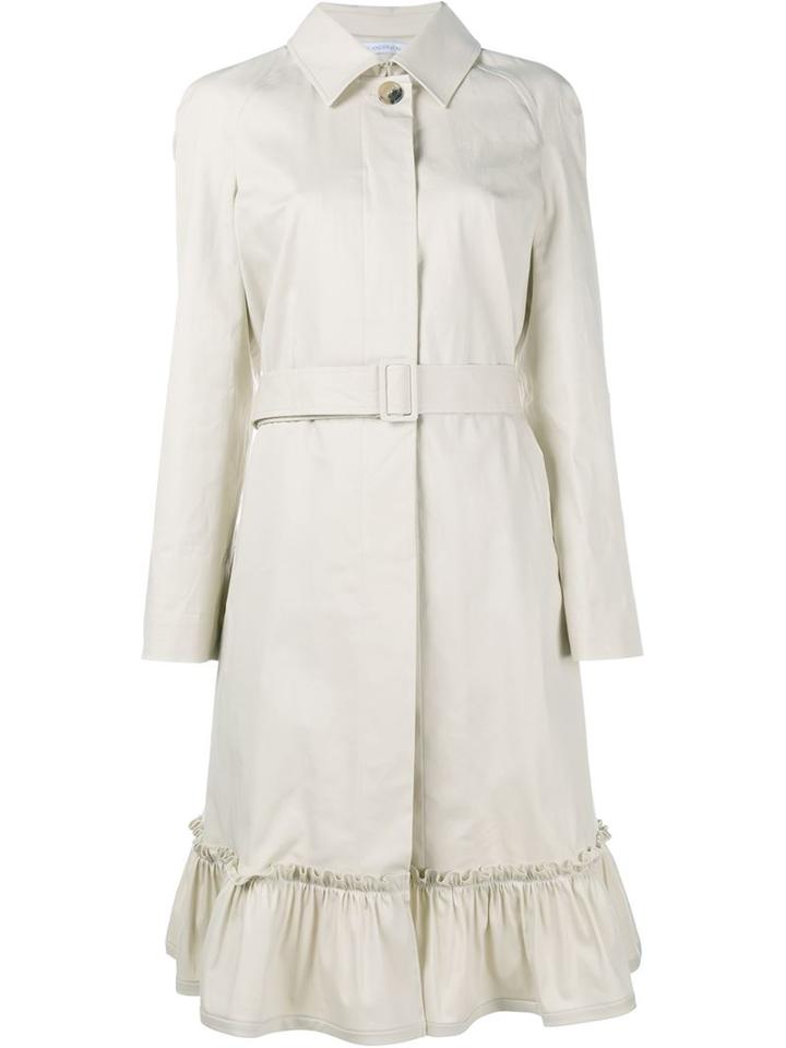 J.w.anderson Ruffle Hem Trench Coat, Women's, Size: 8, Nude/neutrals, Cotton/polyurethane/cupro