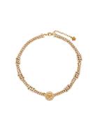 Versace Crystal Embellished Medusa Chain Necklace - Gold