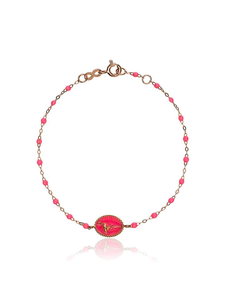 Gigi Clozeau 18k Rose Gold Flamingo Beaded Bracelet - Pink & Purple