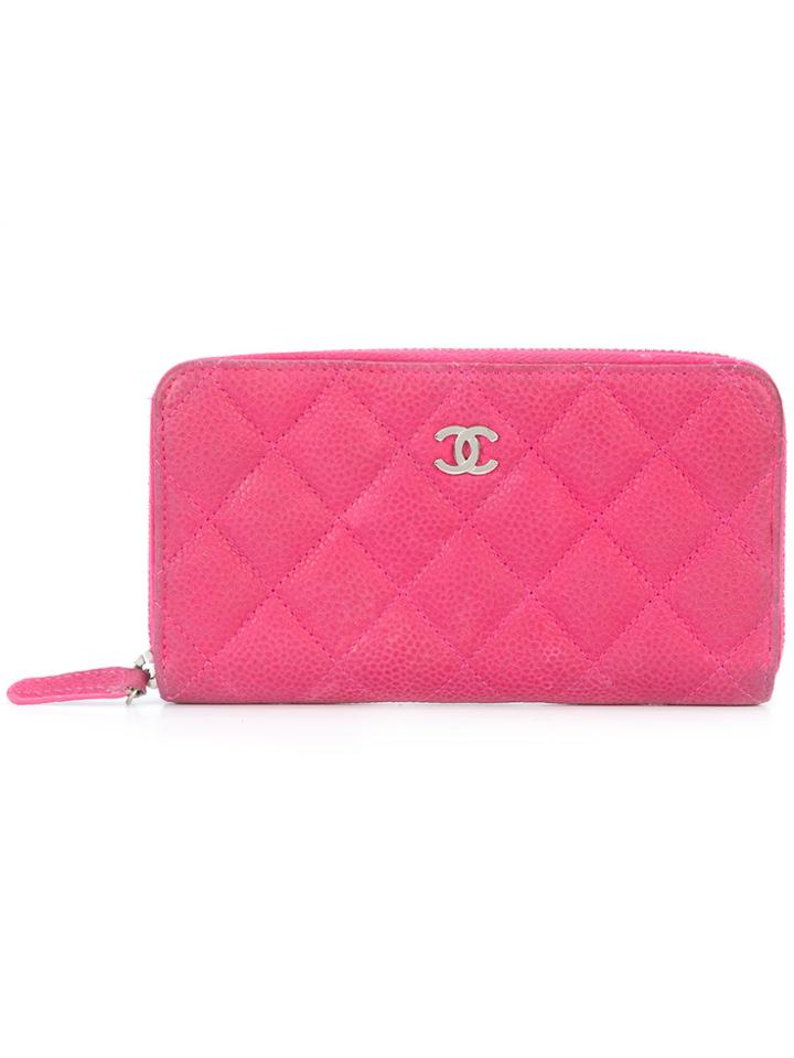 Chanel Vintage Medium Zip Around Wallet - Pink & Purple