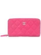 Chanel Vintage Medium Zip Around Wallet - Pink & Purple