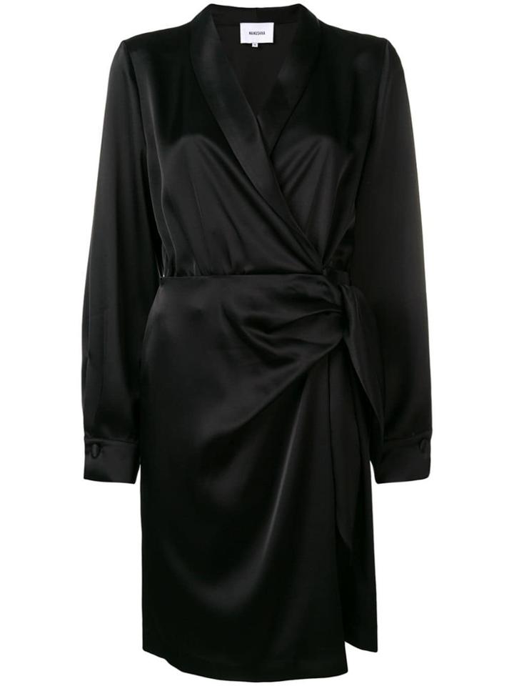 Nanushka Wrap-around Robe-style Dress - Black