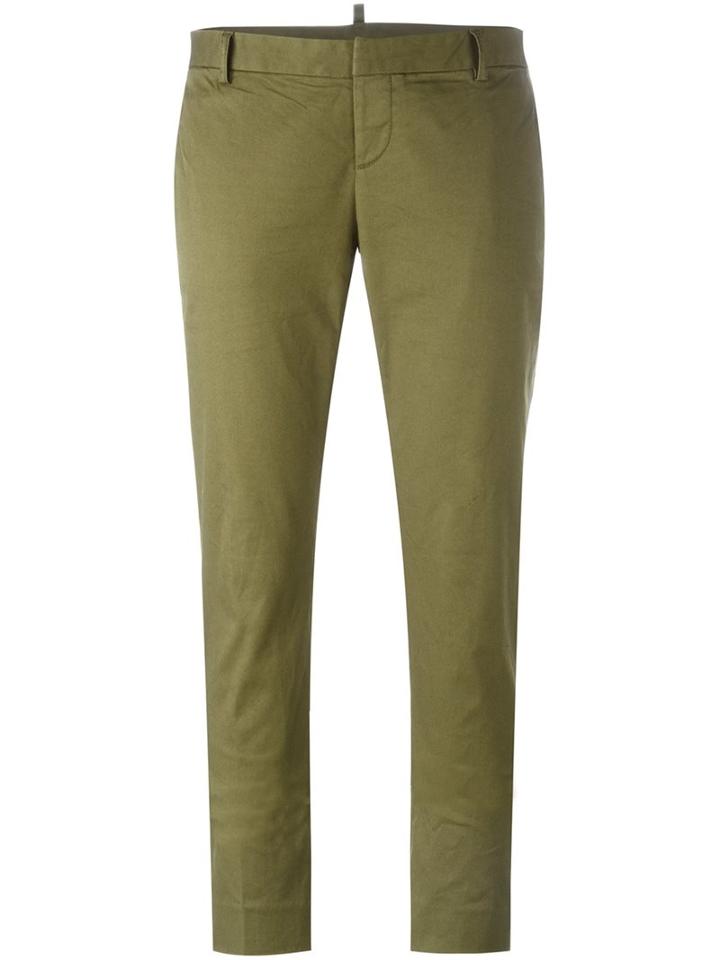 Dsquared2 Slim Fit Trousers, Women's, Size: 44, Green, Cotton/spandex/elastane