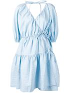 Cecilie Bahnsen Puff Sleeve Wrap Dress - Blue