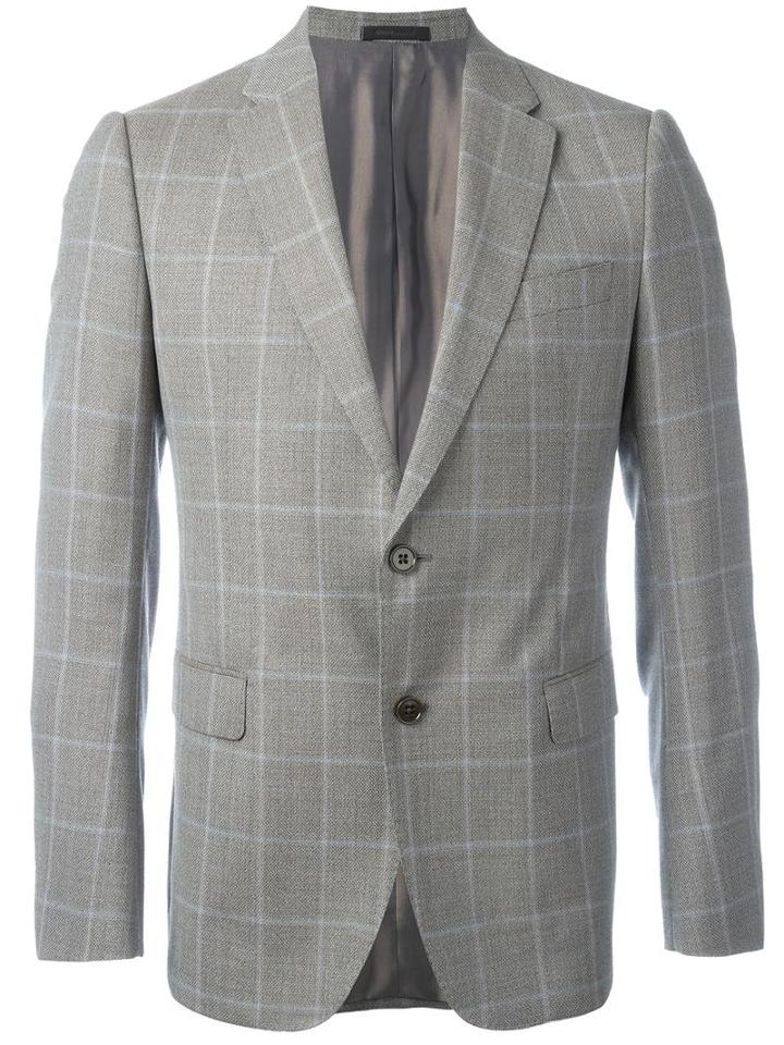 Armani Collezioni Plaid Blazer, Men's, Size: 50, Brown, Virgin Wool/acetate/viscose