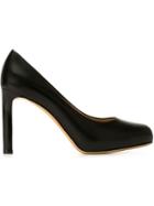 Salvatore Ferragamo Leo Pumps, Women's, Size: 7, Black, Leather