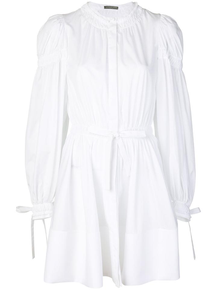 Alexander Mcqueen Gathered Sleeve Dress - White