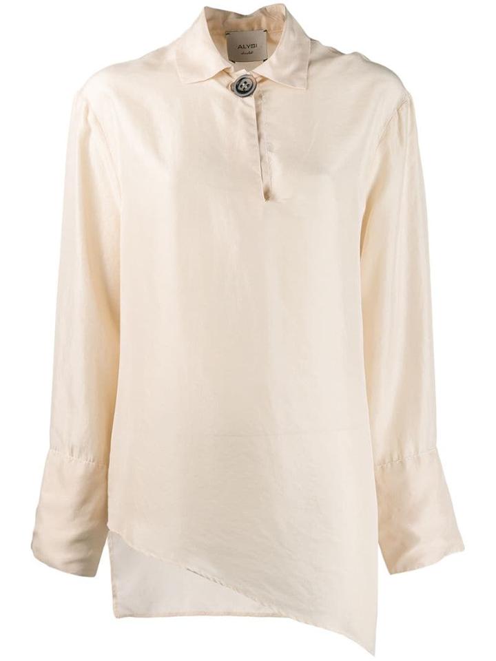 Alysi Asymmetric Hem Blouse - Neutrals