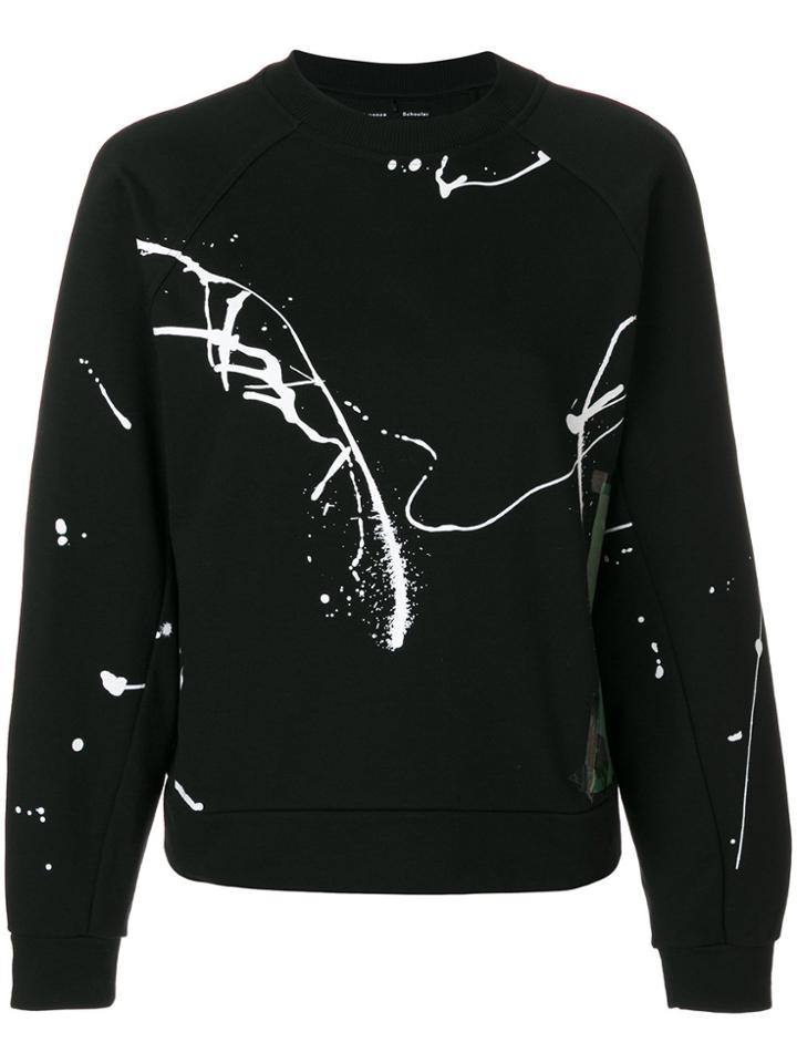 Proenza Schouler Paint Effect Crew Neck Sweatshirt - Black