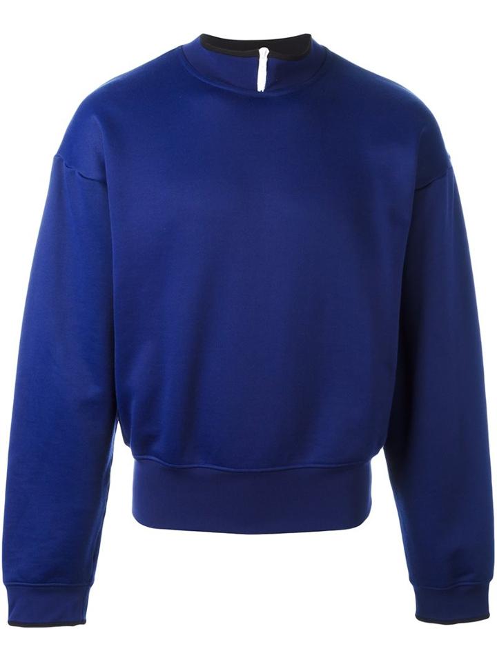 Maison Margiela Zip Collar Sweatshirt, Men's, Size: 48, Blue, Cotton/polyamide