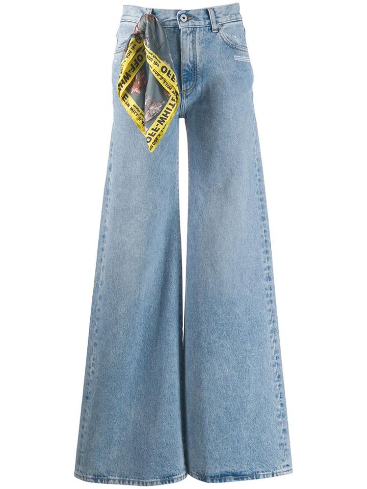 Off-white Mid Rise Wide-leg Jeans - Blue