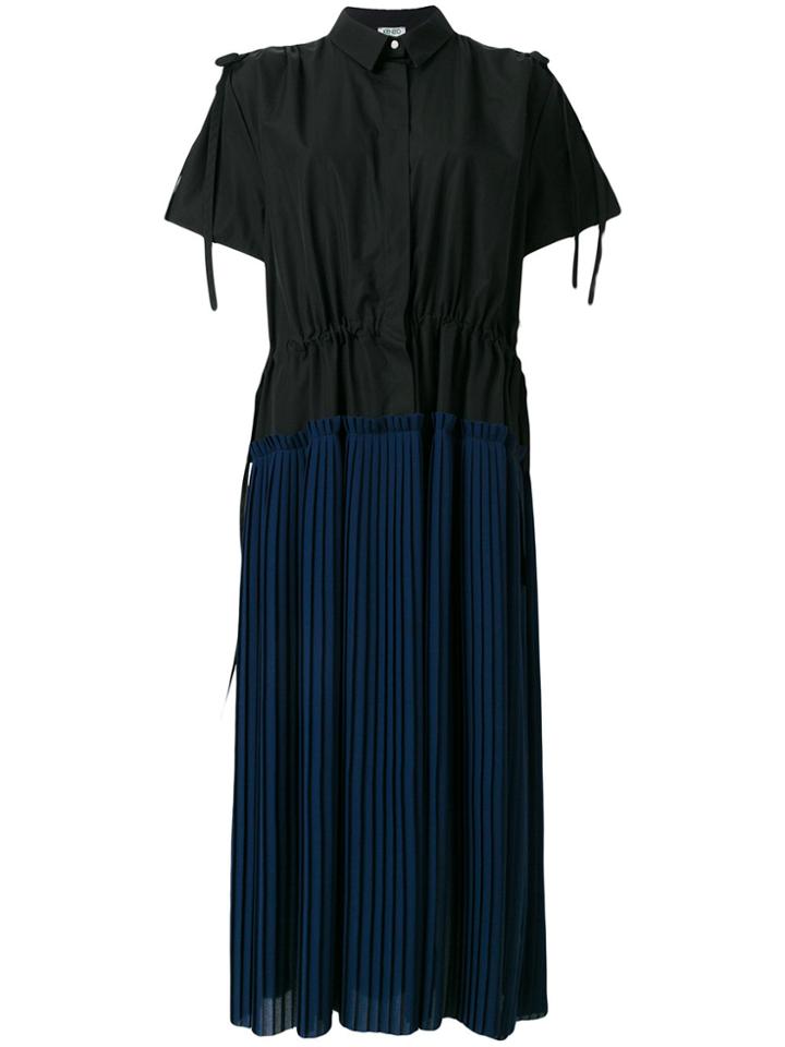 Kenzo Pleated Shirt Dress - Black