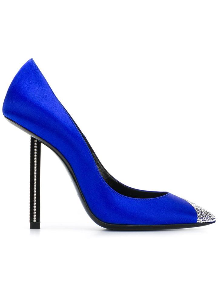 Saint Laurent Tower 110 Satin Pumps - Blue