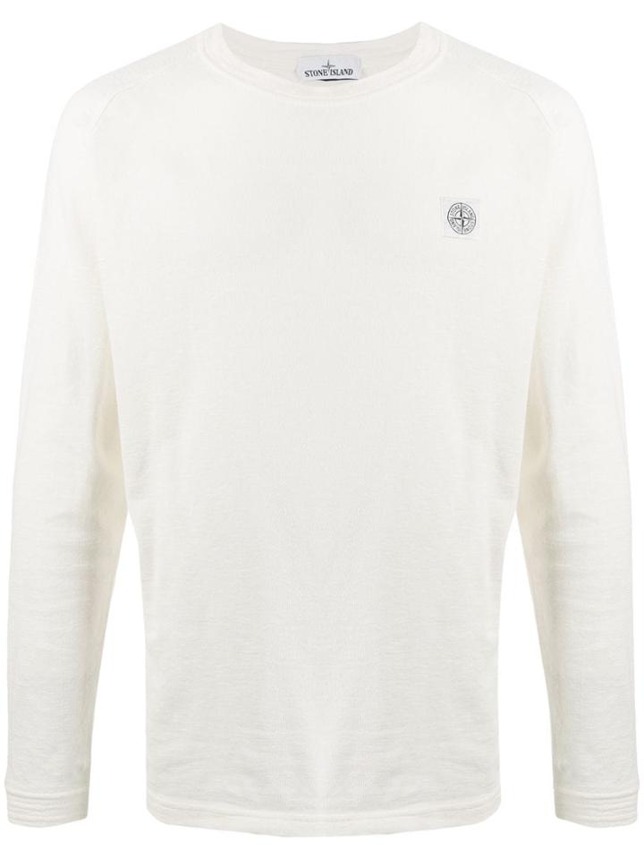 Stone Island Patch Long Sleeve T-shirt - White