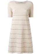 D.exterior - Embroidered Trim Dress - Women - Acrylic/polyamide/polyester/wool - Xl, Women's, Nude/neutrals, Acrylic/polyamide/polyester/wool