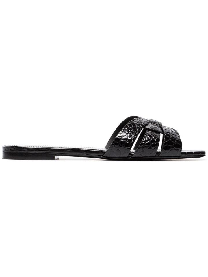 Saint Laurent Tribute Nu Pied Leather Sandals - Black
