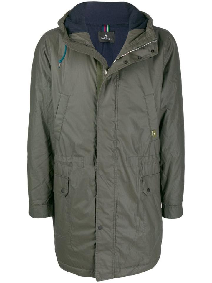 Ps Paul Smith Waxed Hooded Parka - Green