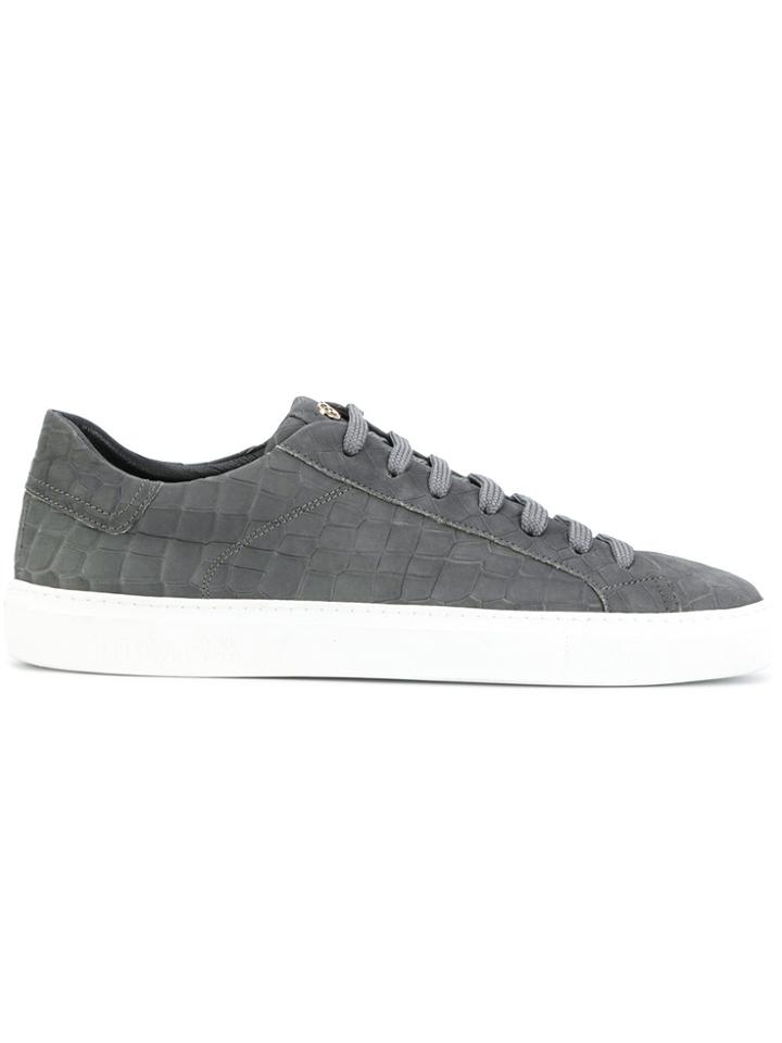 Hide & Jack Crocodile Print Low Top Sneakers - Grey