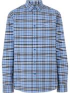 Burberry Vintage Check Stretch Cotton Poplin Shirt - Blue